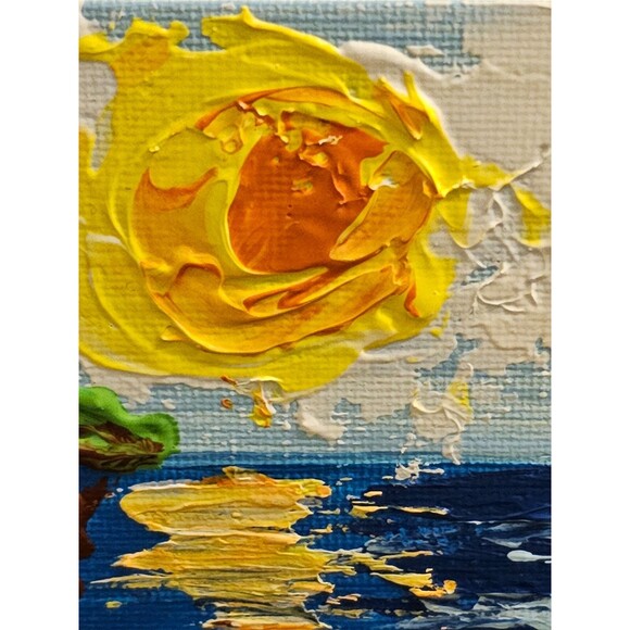 Tropical Painting Original Art Impasto Palette Knife Hawaii Beach Seascape Ocean - Picture 7 of 10